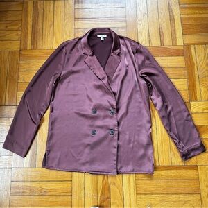 Como Vintage Women's Double-Breasted Blazer in Wine/Berry Satin